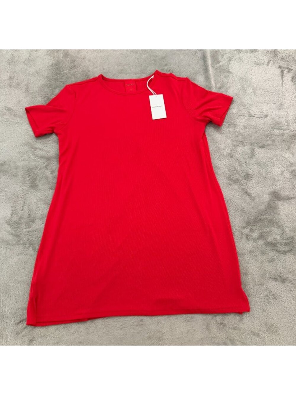 NWT Cozy Earth Bamboo Boyfriend Rib Knit Red Short Sleeve Sleep Dress SMALL